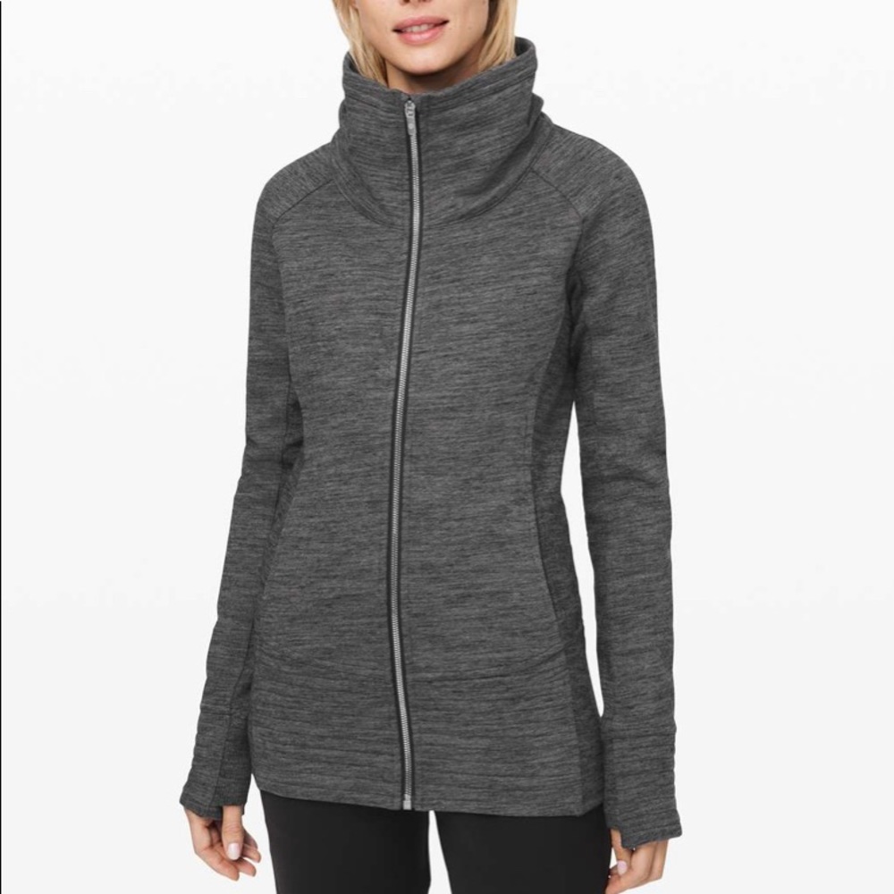 lululemon athletica Heathered Gray Full-Zip Funnel Neck Jacket